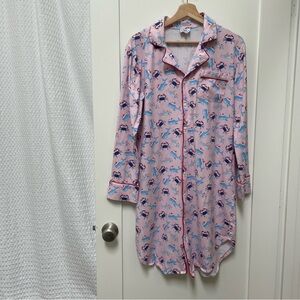 Busy Bees Smocks Women’s Size Large Pink Christmas Night shirt Sea Life Nautical
